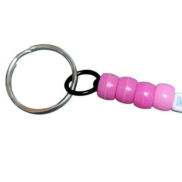 Mom Keychain Pink Mothers Day Birthday Christmas Gift for Her Beaded Handmade - Picture 3 of 4